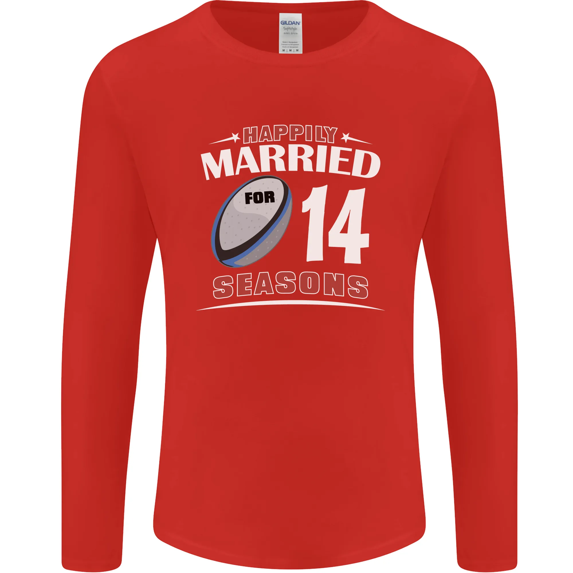 14 Year Wedding Anniversary 14th Rugby Mens Long Sleeve T-Shirt