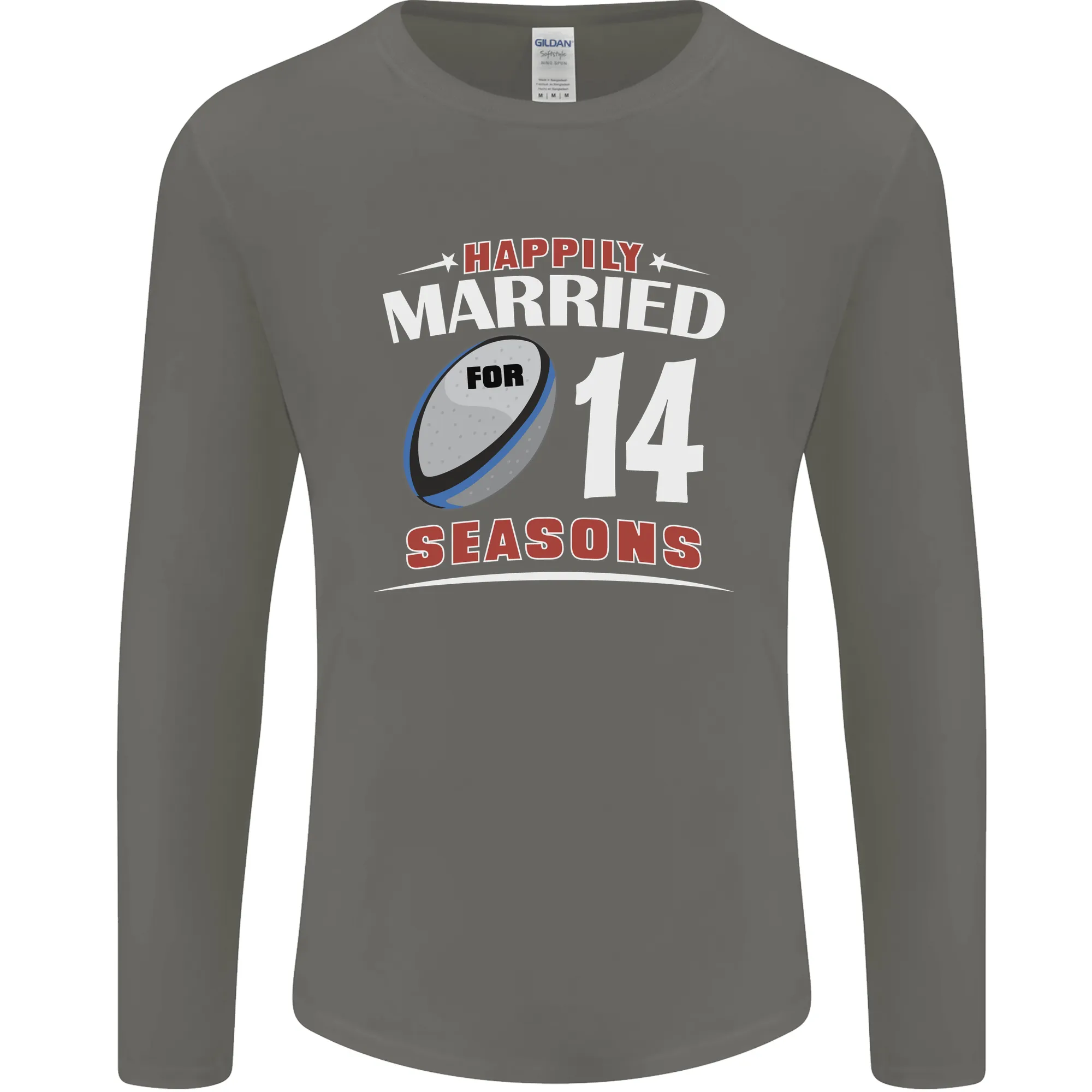 14 Year Wedding Anniversary 14th Rugby Mens Long Sleeve T-Shirt