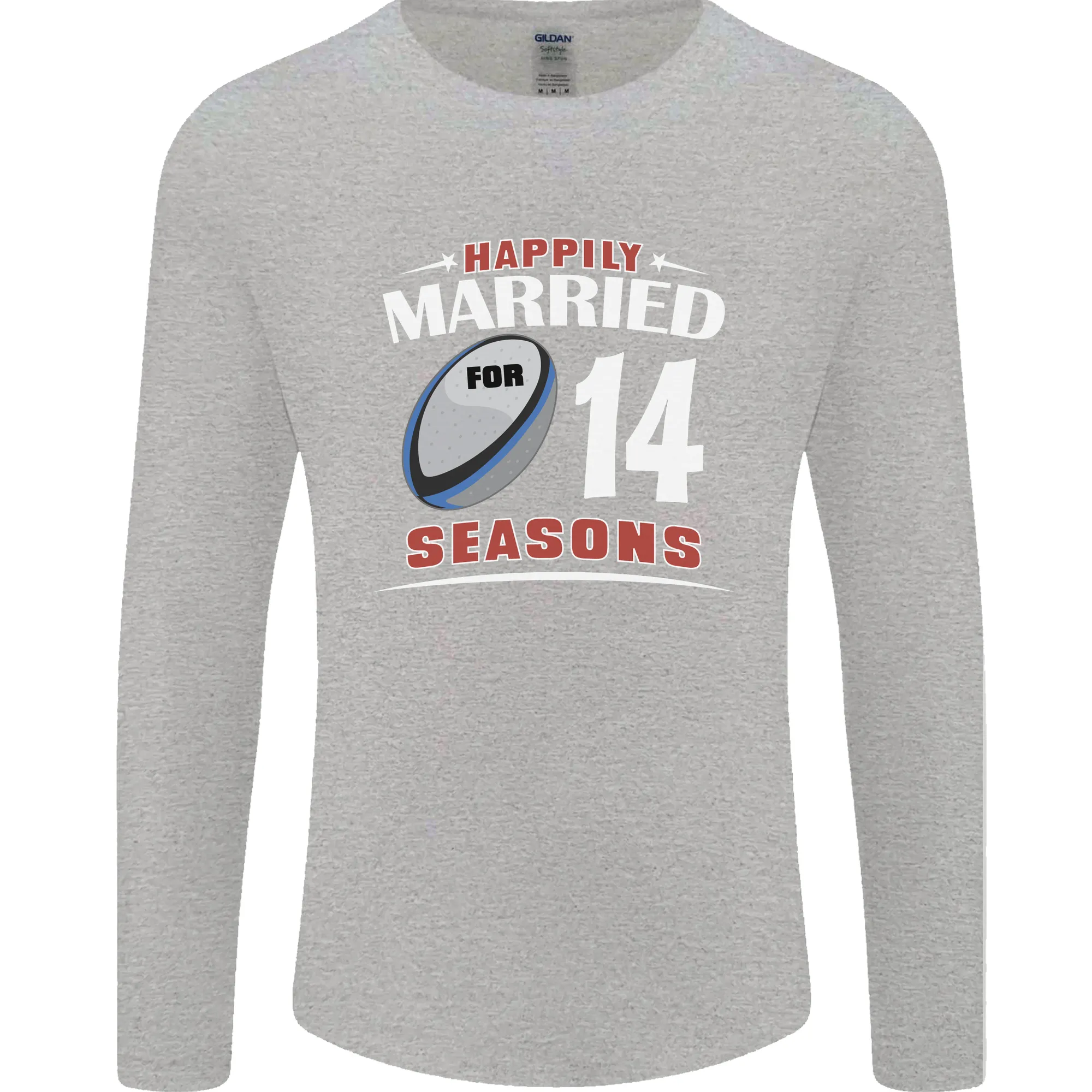 14 Year Wedding Anniversary 14th Rugby Mens Long Sleeve T-Shirt