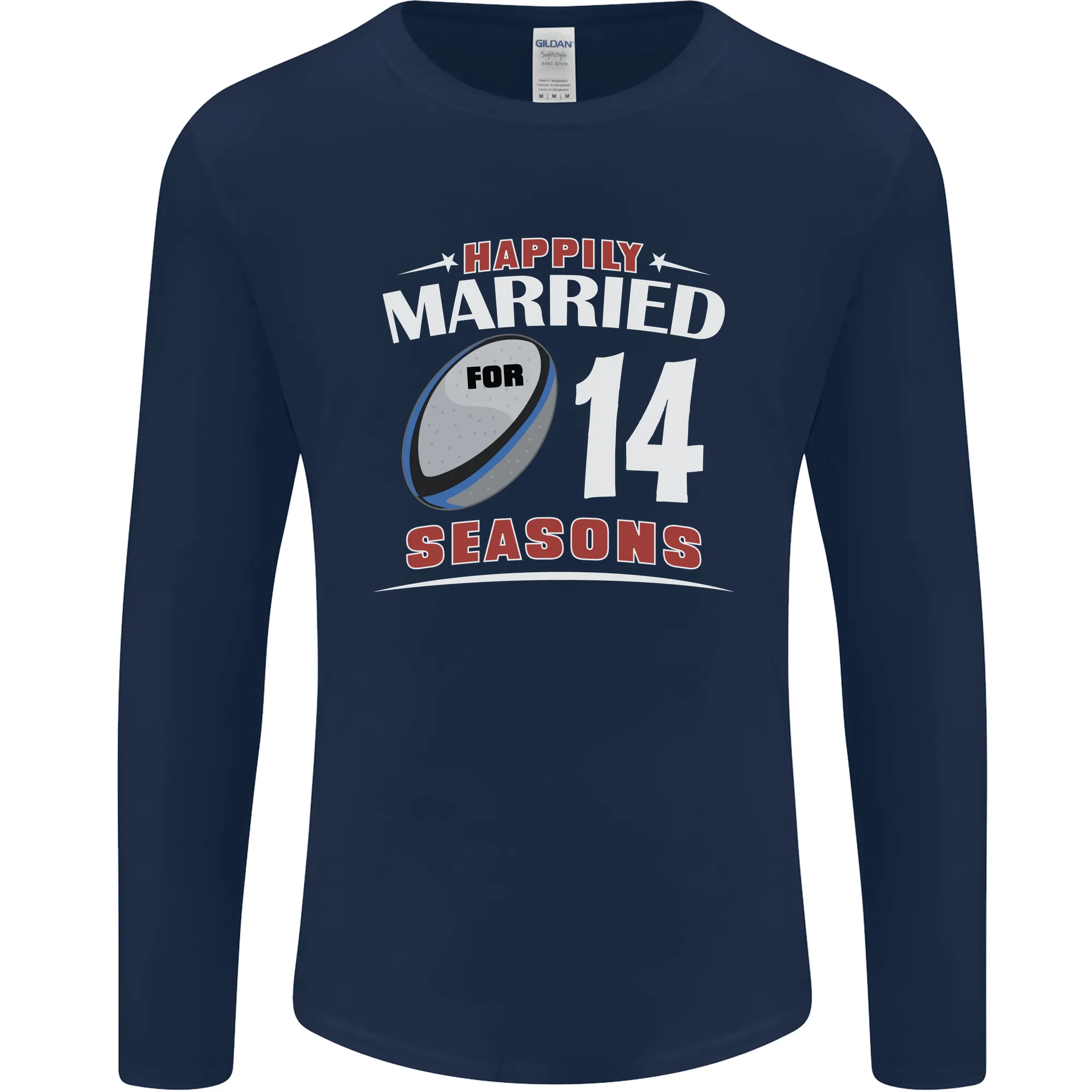 14 Year Wedding Anniversary 14th Rugby Mens Long Sleeve T-Shirt