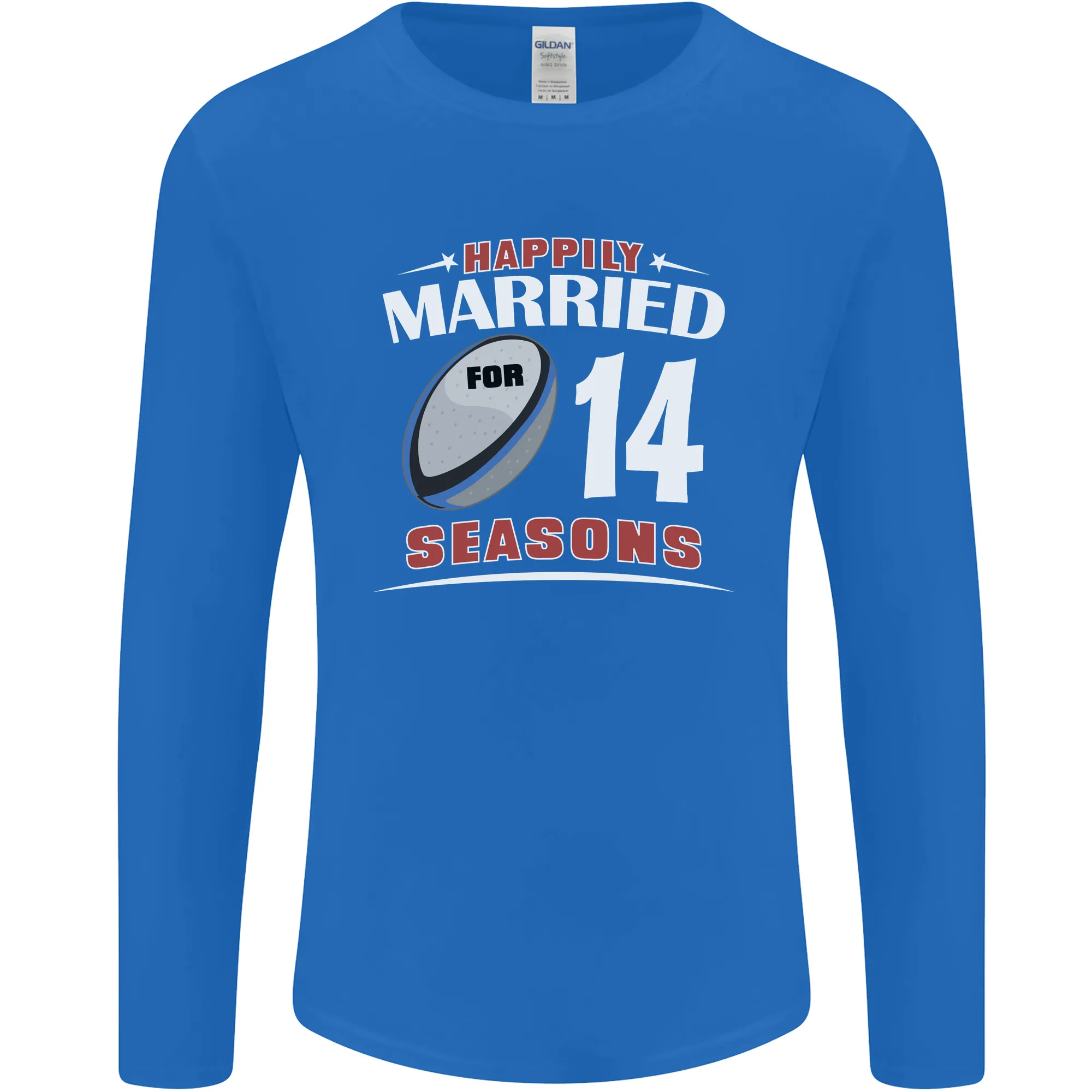 14 Year Wedding Anniversary 14th Rugby Mens Long Sleeve T-Shirt