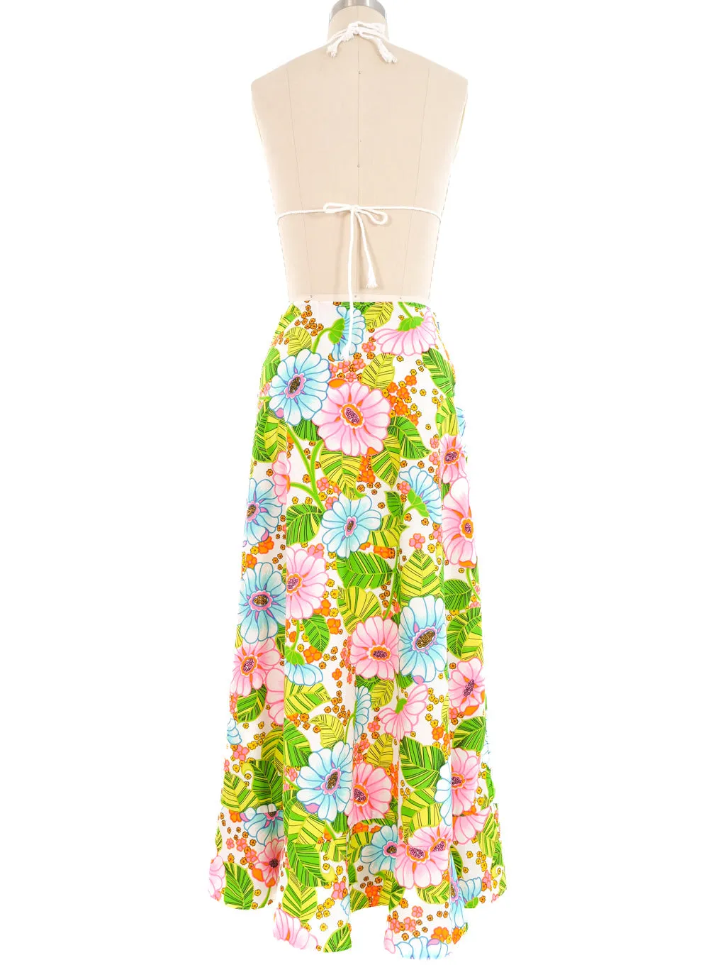 1970s Tropical Maxi Skirt and Triangle Top Ensemble