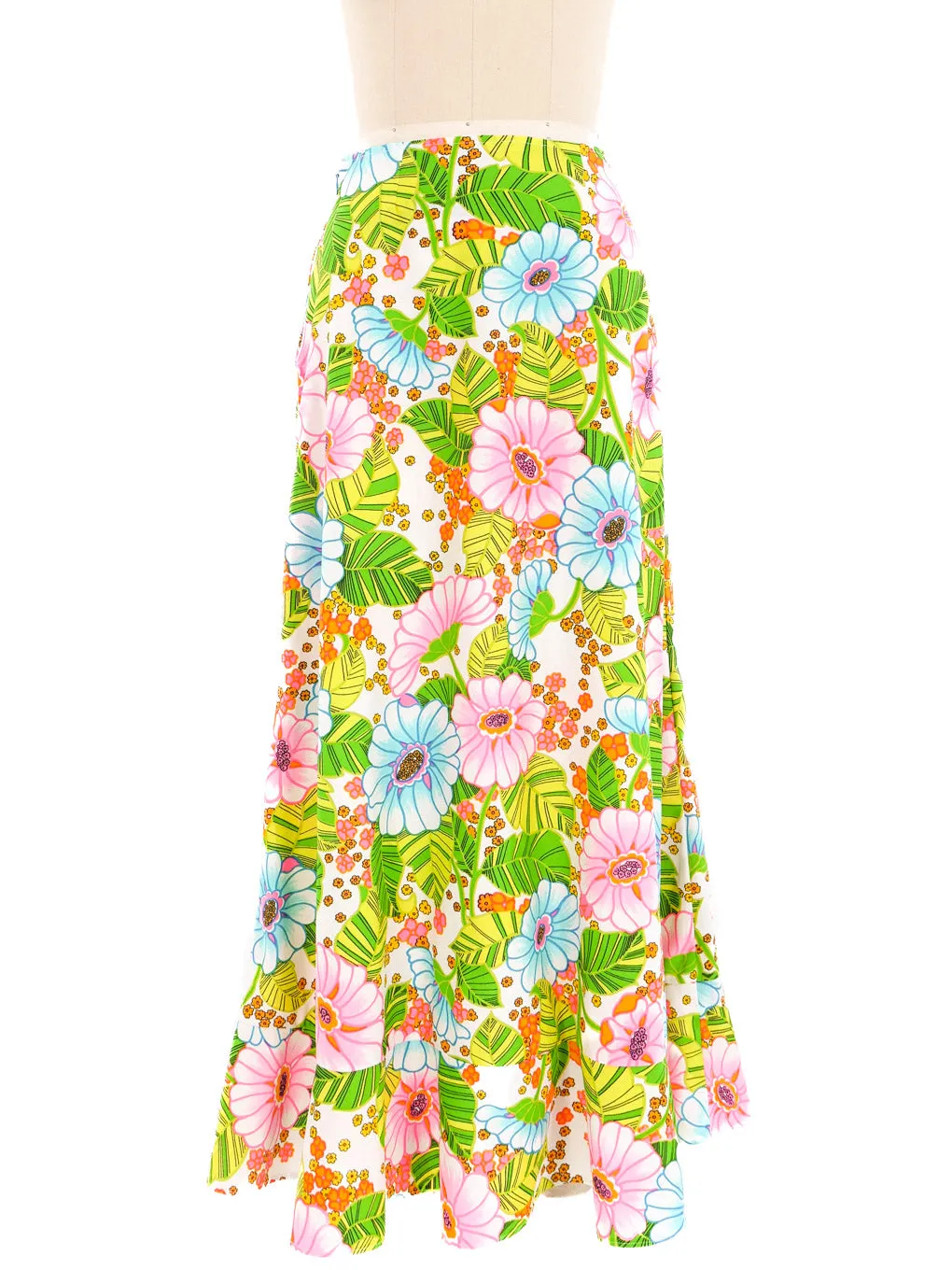 1970s Tropical Maxi Skirt and Triangle Top Ensemble