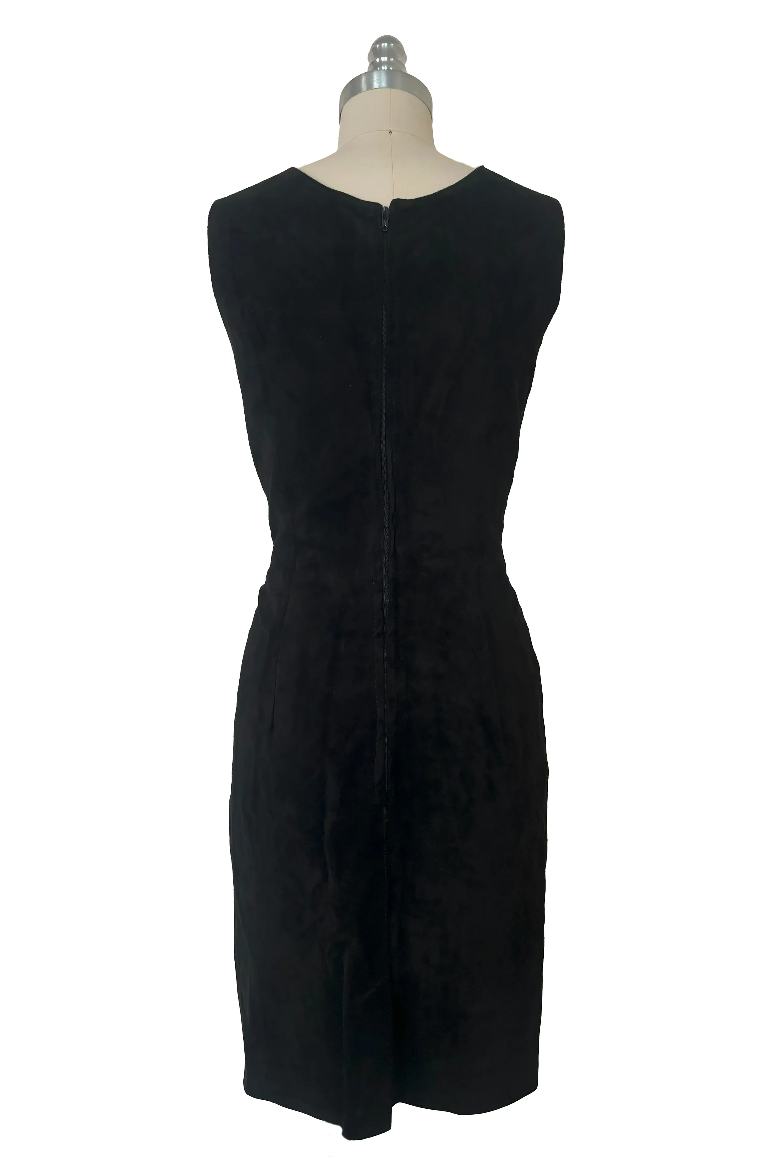1990s Vintage Black Suede Sheath Dress by Bagatelle, Small to Medium