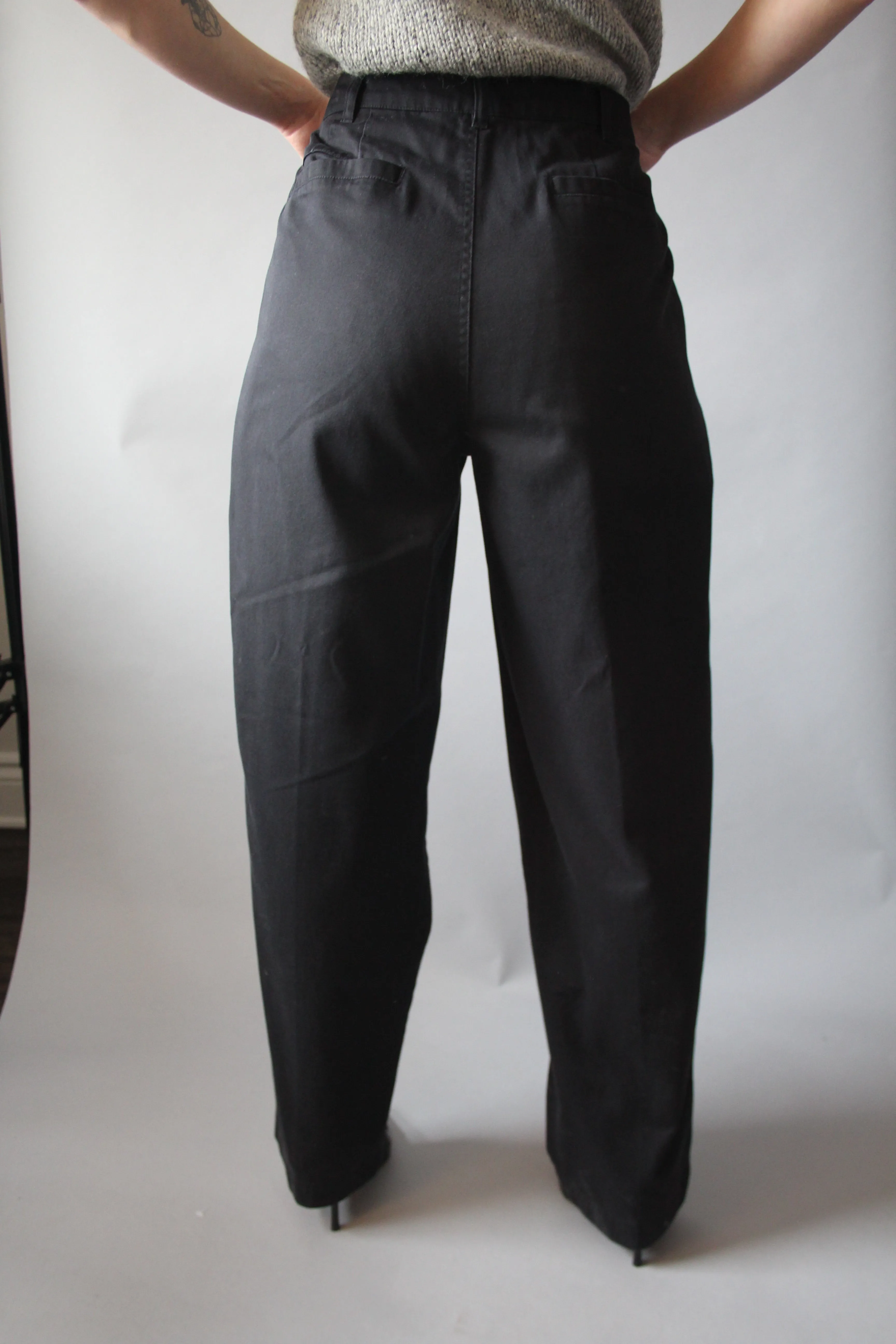 90s Black High Waisted Chinos - 32