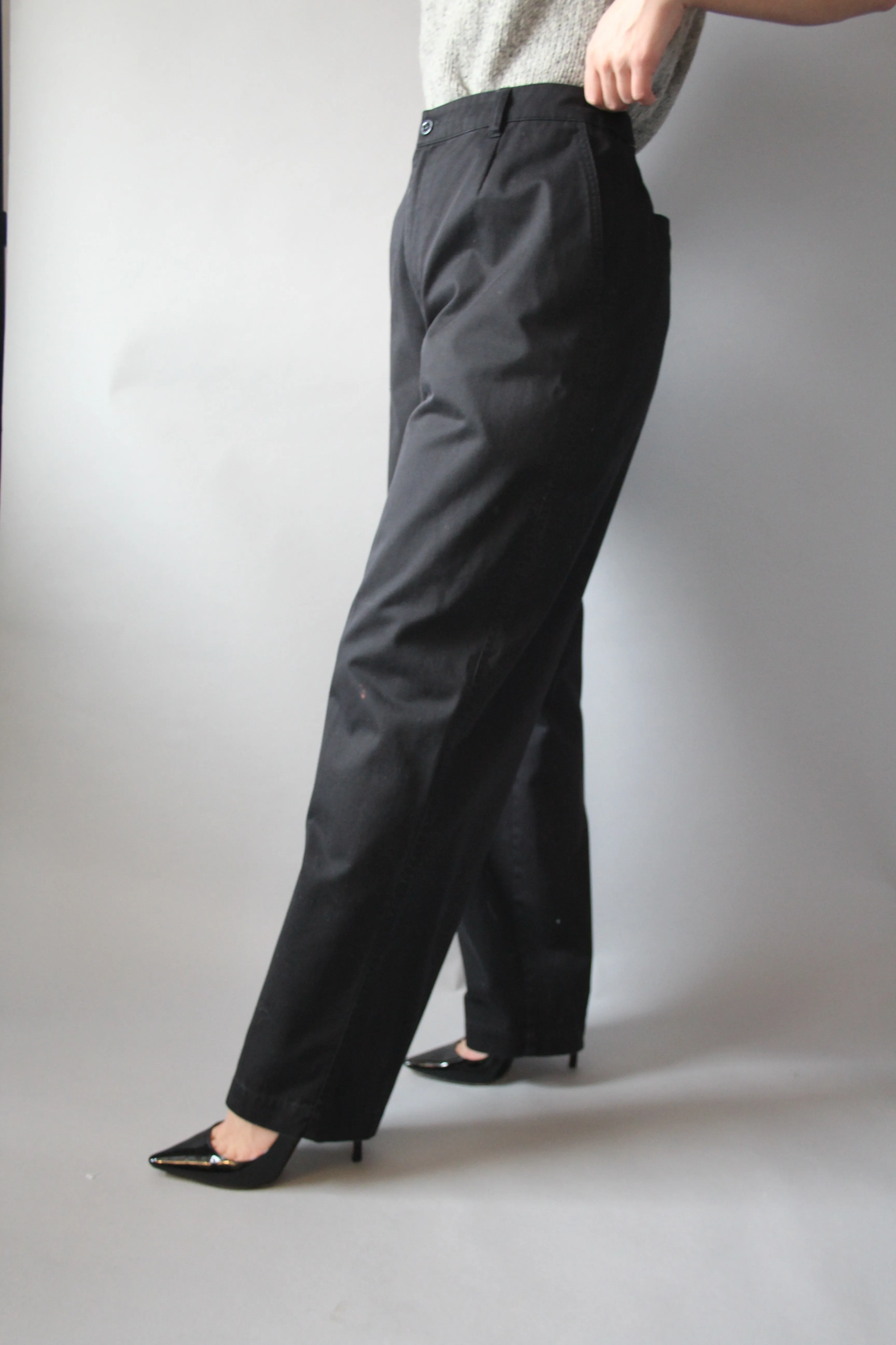 90s Black High Waisted Chinos - 32