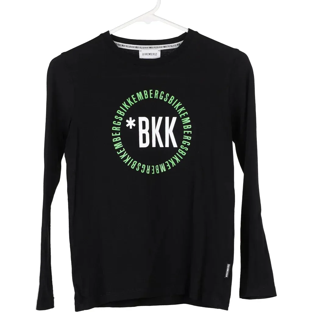Age 9-10 Bikkembergs Spellout Long Sleeve T-Shirt - Small Black Cotton