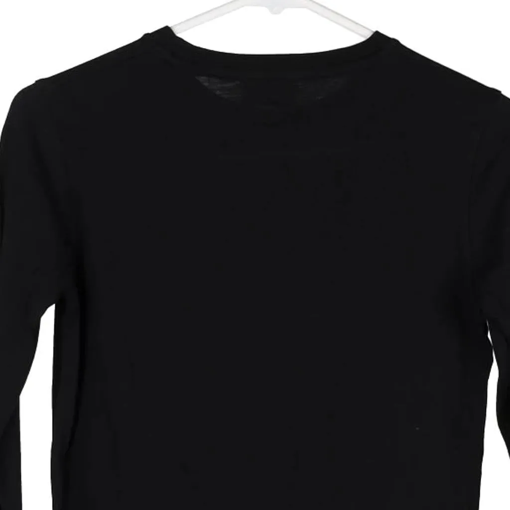 Age 9-10 Bikkembergs Spellout Long Sleeve T-Shirt - Small Black Cotton