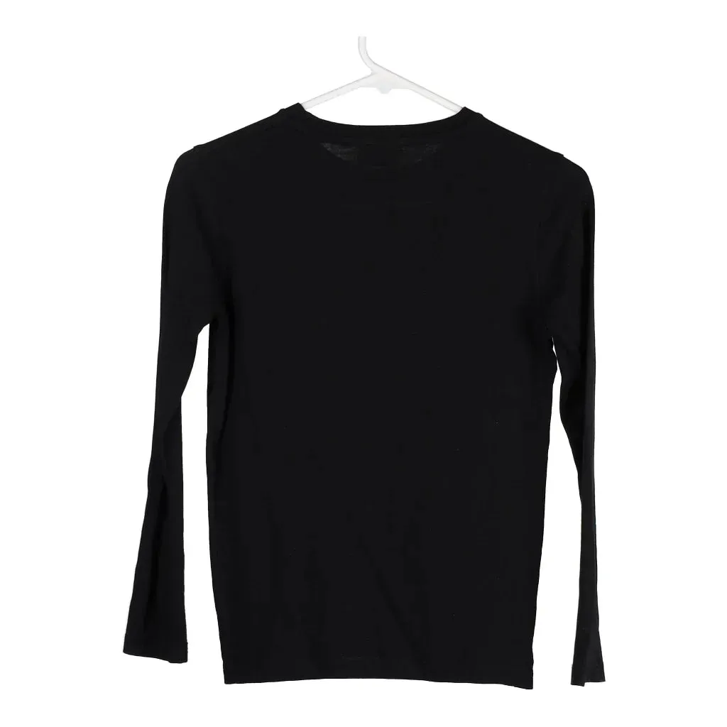 Age 9-10 Bikkembergs Spellout Long Sleeve T-Shirt - Small Black Cotton