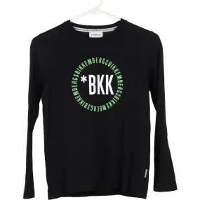 Age 9-10 Bikkembergs Spellout Long Sleeve T-Shirt - Small Black Cotton
