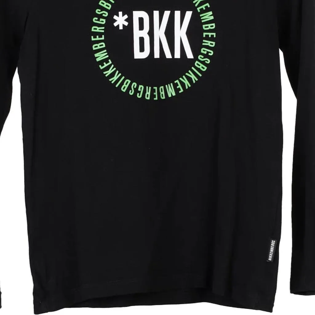Age 9-10 Bikkembergs Spellout Long Sleeve T-Shirt - Small Black Cotton