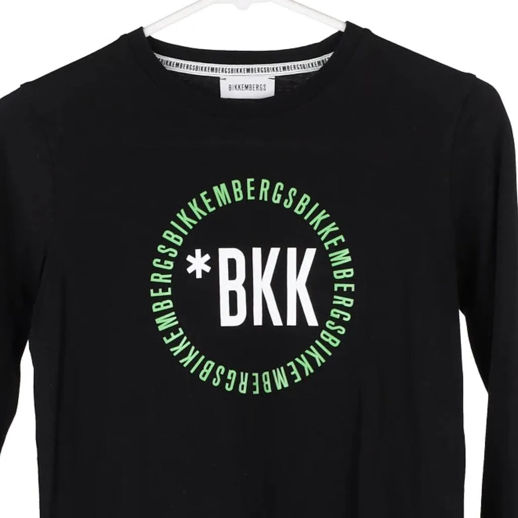 Age 9-10 Bikkembergs Spellout Long Sleeve T-Shirt - Small Black Cotton