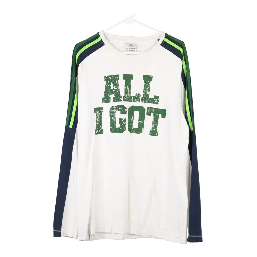 All I Got Adidas Long Sleeve T-Shirt - Medium White Cotton