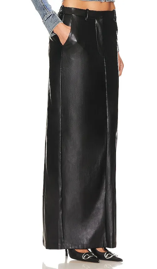 Amanda Uprichard X Revolve Dossi Faux Leather Maxi Skirt in Black