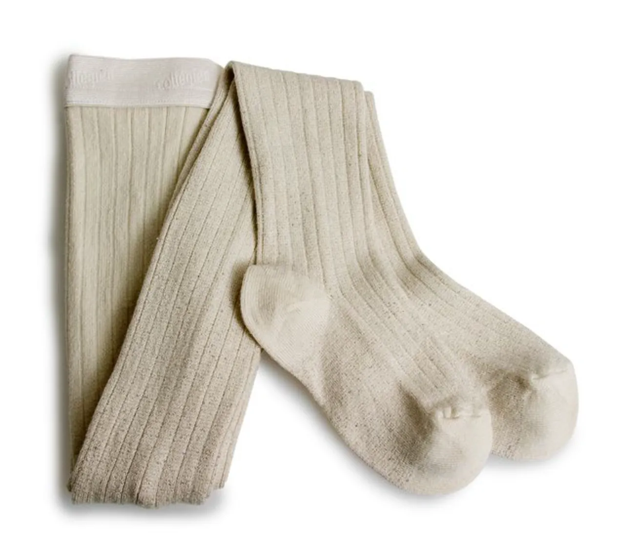 Amélie Glitter Ribbed Tights - Blanc Neige Collegien Tights