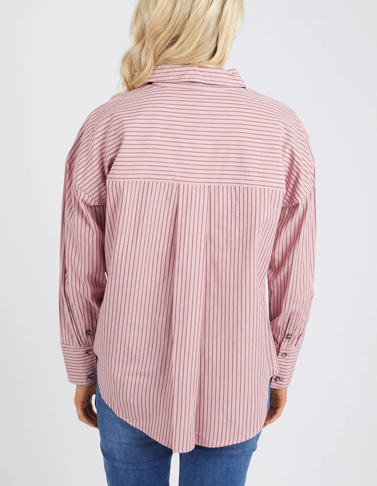 Antonia Stripe Shirt - Dusty Pink/Chocolate