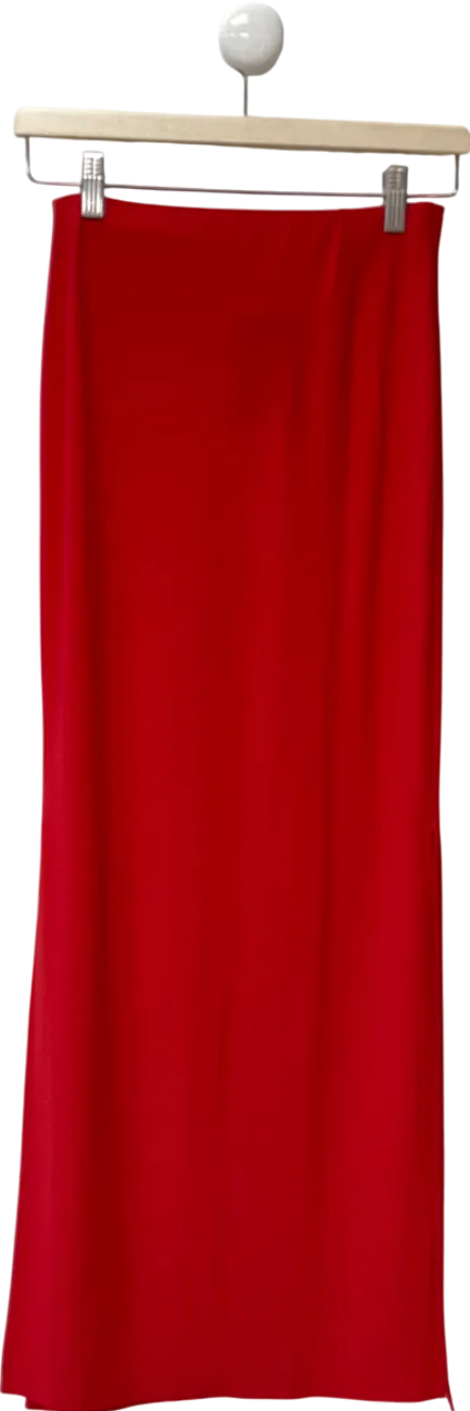ASOS Red Vila Satin Maxi Skirt UK 8