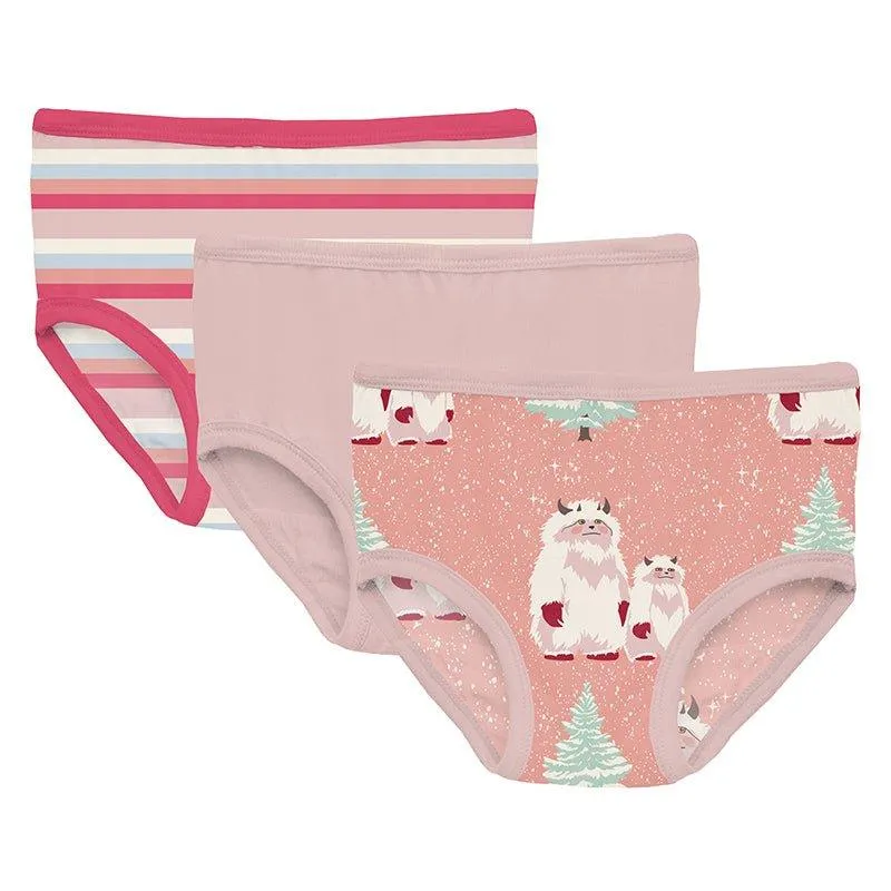 Bamboo Underwear (Set of 3) - Baby Rose Stripe, Baby Rose & Blush Yeti