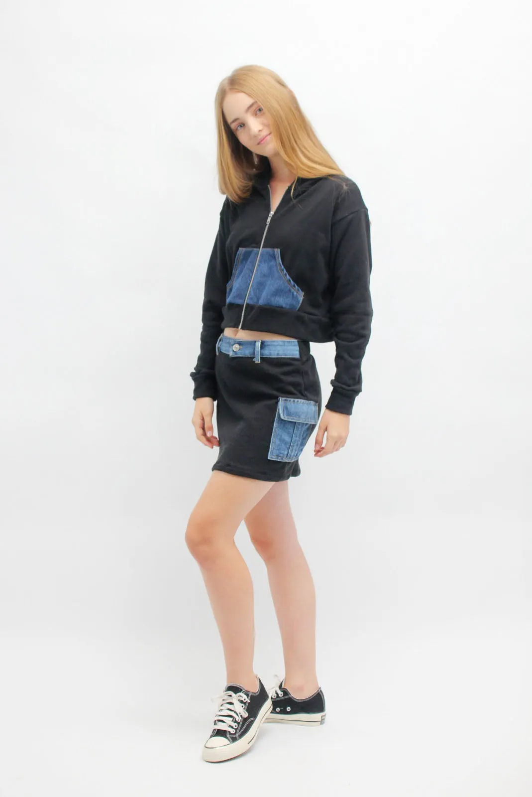 *Black Denim Zip Jacket*
