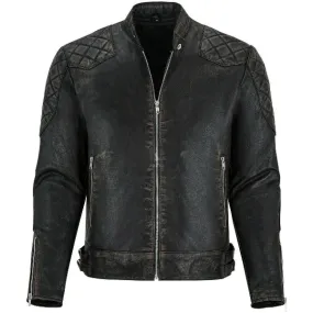 Black Genuine Leather Biker Jacket Men Vintage retro Motorcycle racer Jacket