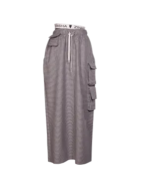 Black/White Elastic Waist Maxi Skirt