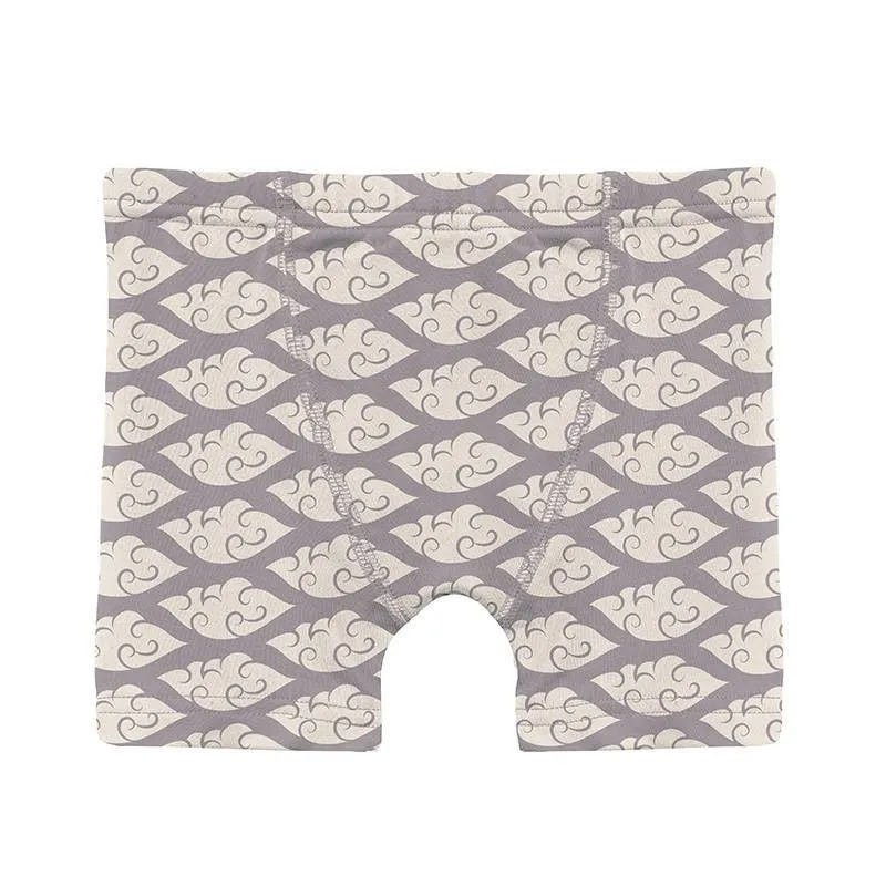 Boy's Print Bamboo Boxer Briefs (Set of 3) - Spring Sky Octopus Anchor, Natural & Feather Cloudy Sea