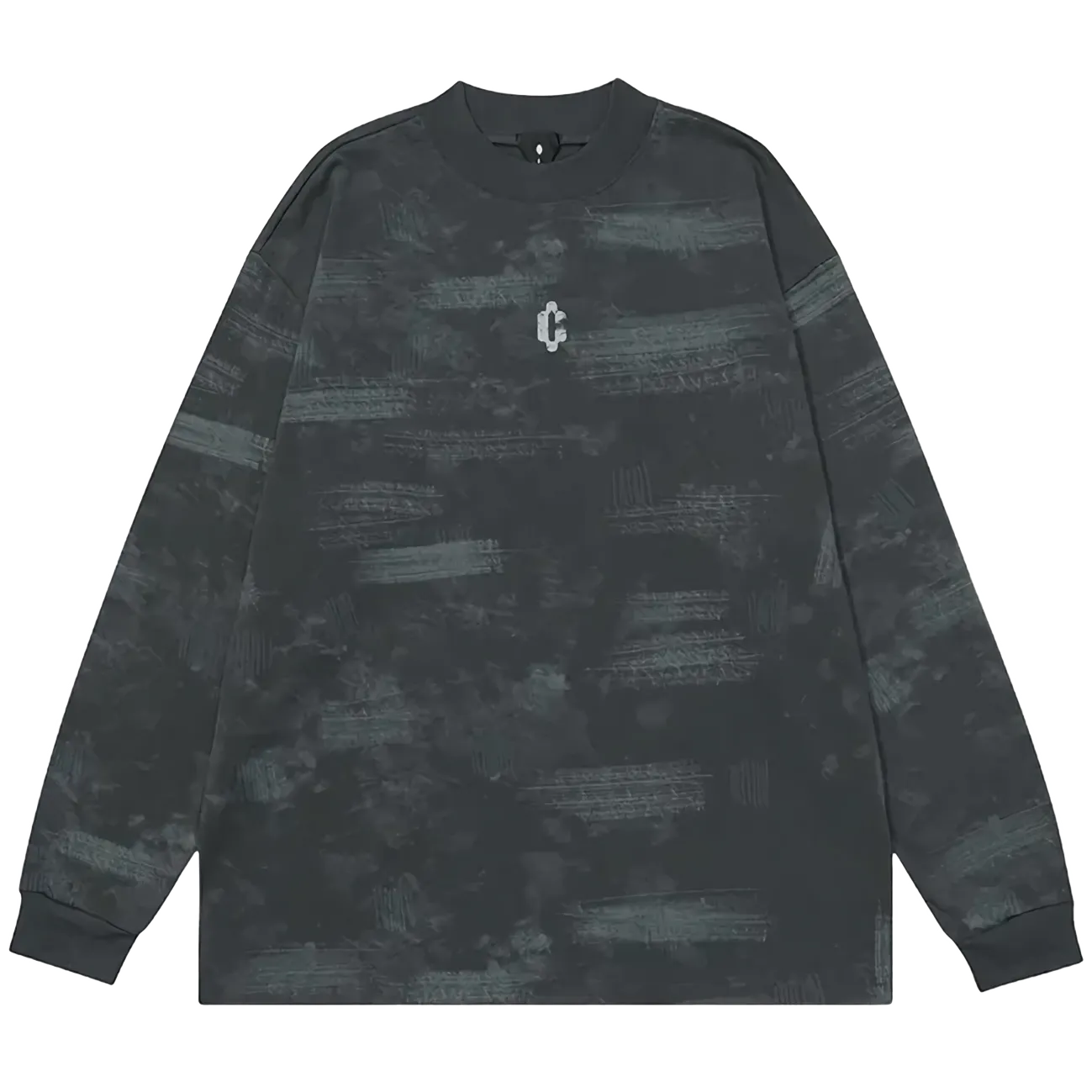 Brushed Abstract Logo Print Long Sleeve Cotton Tee