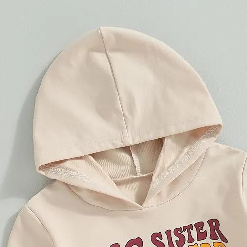 Canis Big Sister Sweatshirt Toddler Baby Little Girls Long Sleeve Pullover Hoodie Top Sibling Reveal Announcement(Pink,1-2T)