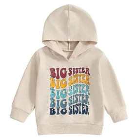 Canis Big Sister Sweatshirt Toddler Baby Little Girls Long Sleeve Pullover Hoodie Top Sibling Reveal Announcement(Pink,1-2T)