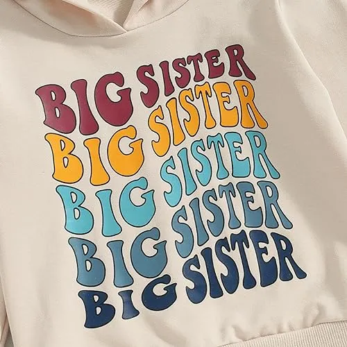 Canis Big Sister Sweatshirt Toddler Baby Little Girls Long Sleeve Pullover Hoodie Top Sibling Reveal Announcement(Pink,1-2T)