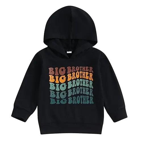 Canis Kids Toddler Baby Boys Big Brother Sweatshirt Long Sleeve Hoodie Top Sibling Reveal Announcement（Grey,12-18 Months