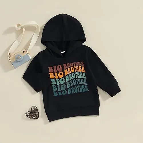 Canis Kids Toddler Baby Boys Big Brother Sweatshirt Long Sleeve Hoodie Top Sibling Reveal Announcement（Grey,12-18 Months