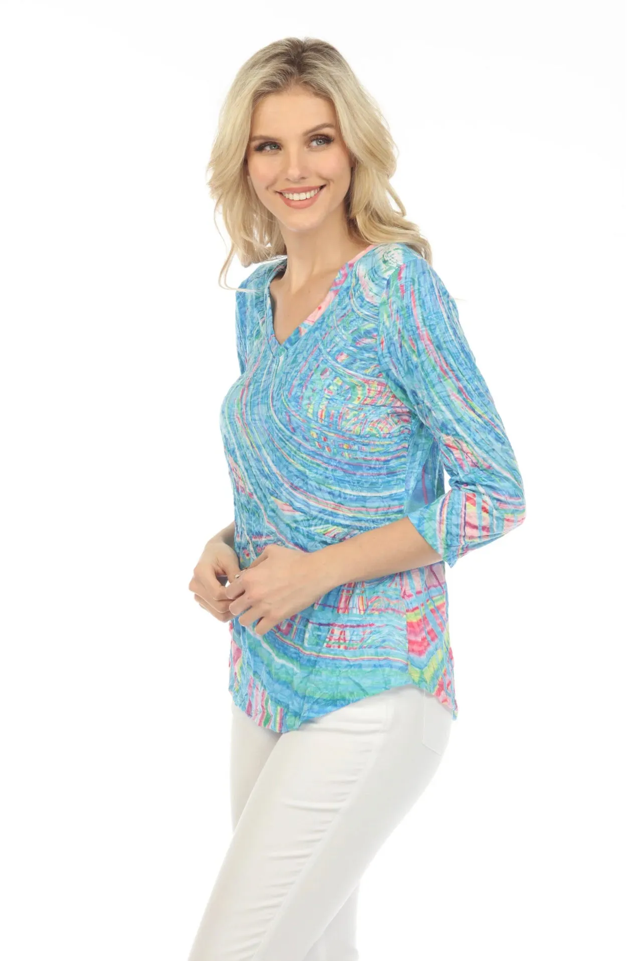 CARINE CA14682 V-NECK TOP - AURORA SWIRL