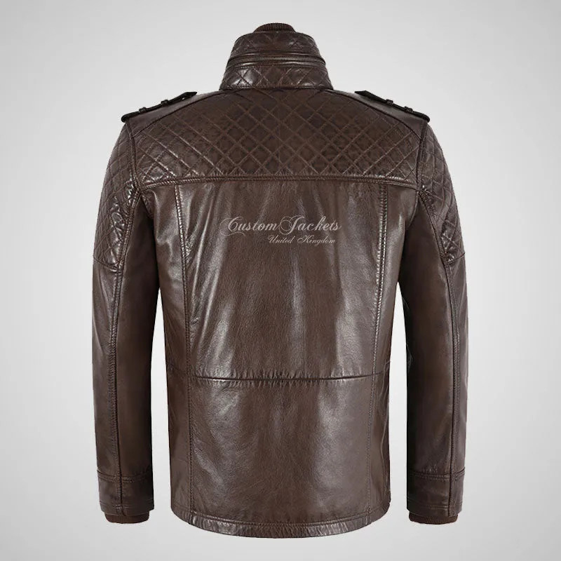 CLIFTON Men's Casual Fashion Biker Style Double Collared Leather Jacket