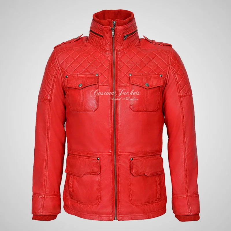 CLIFTON Men's Casual Fashion Biker Style Double Collared Leather Jacket