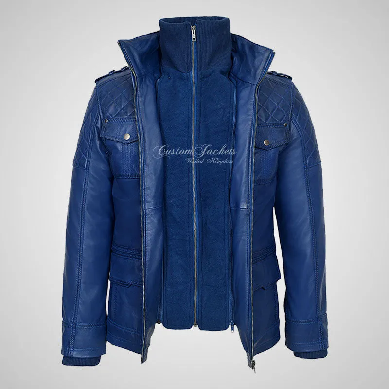 CLIFTON Men's Casual Fashion Biker Style Double Collared Leather Jacket