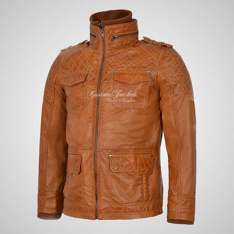 CLIFTON Men's Casual Fashion Biker Style Double Collared Leather Jacket