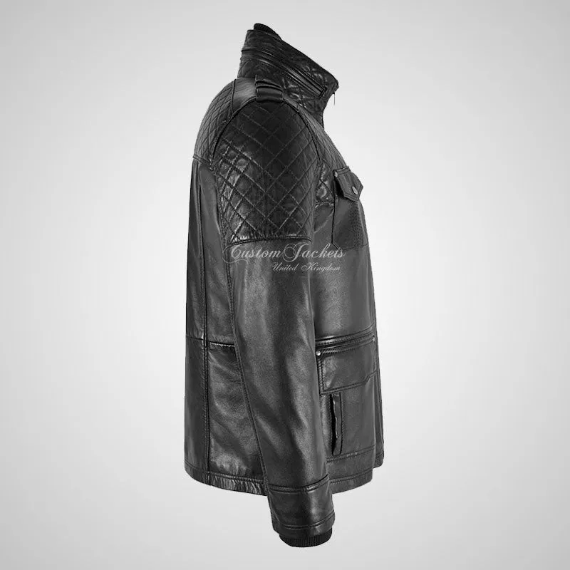 CLIFTON Men's Casual Fashion Biker Style Double Collared Leather Jacket