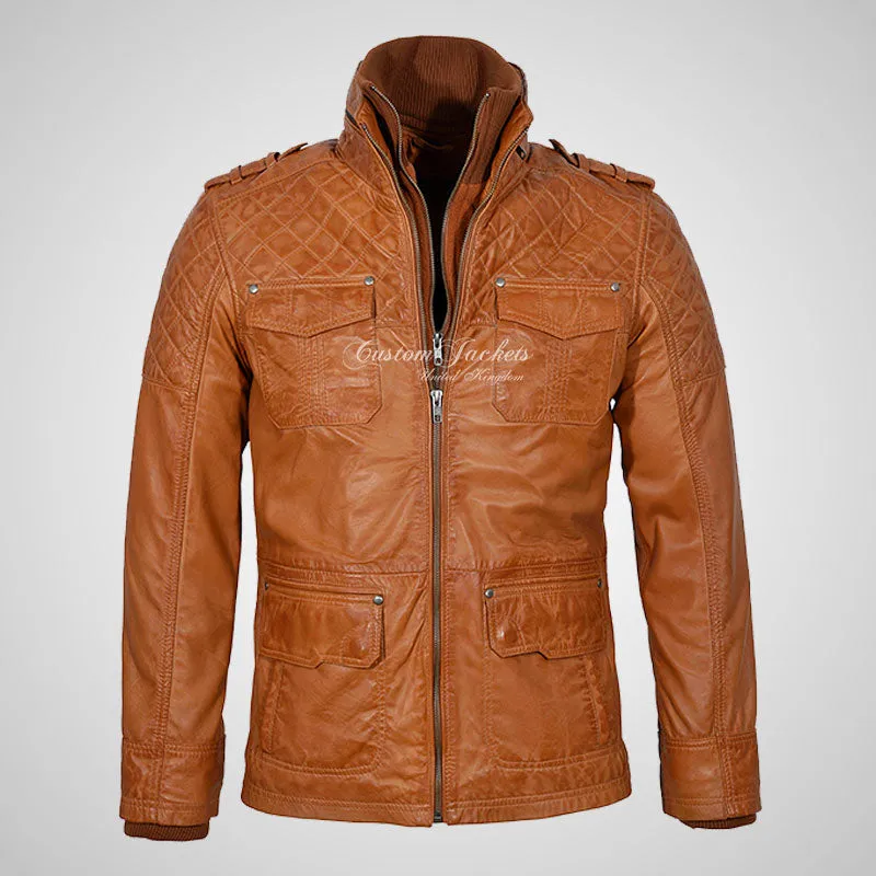 CLIFTON Men's Casual Fashion Biker Style Double Collared Leather Jacket