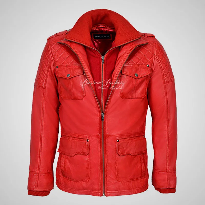 CLIFTON Men's Casual Fashion Biker Style Double Collared Leather Jacket