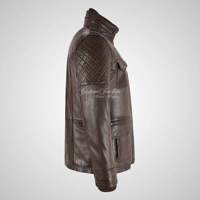 CLIFTON Men's Casual Fashion Biker Style Double Collared Leather Jacket