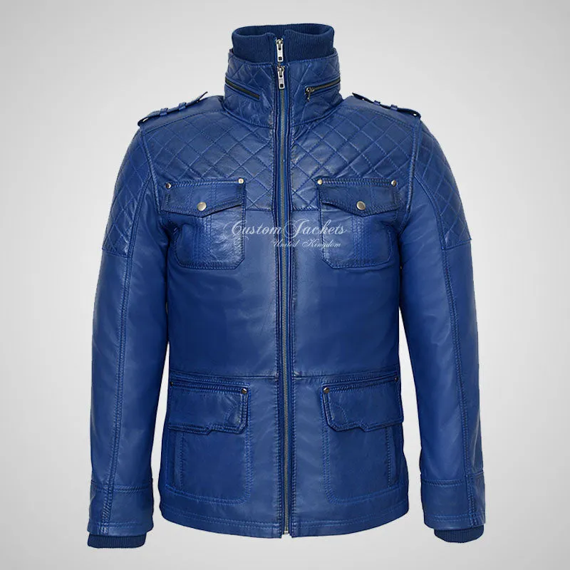 CLIFTON Men's Casual Fashion Biker Style Double Collared Leather Jacket