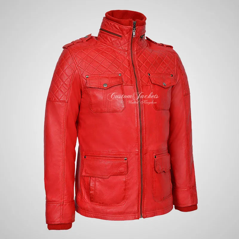 CLIFTON Men's Casual Fashion Biker Style Double Collared Leather Jacket