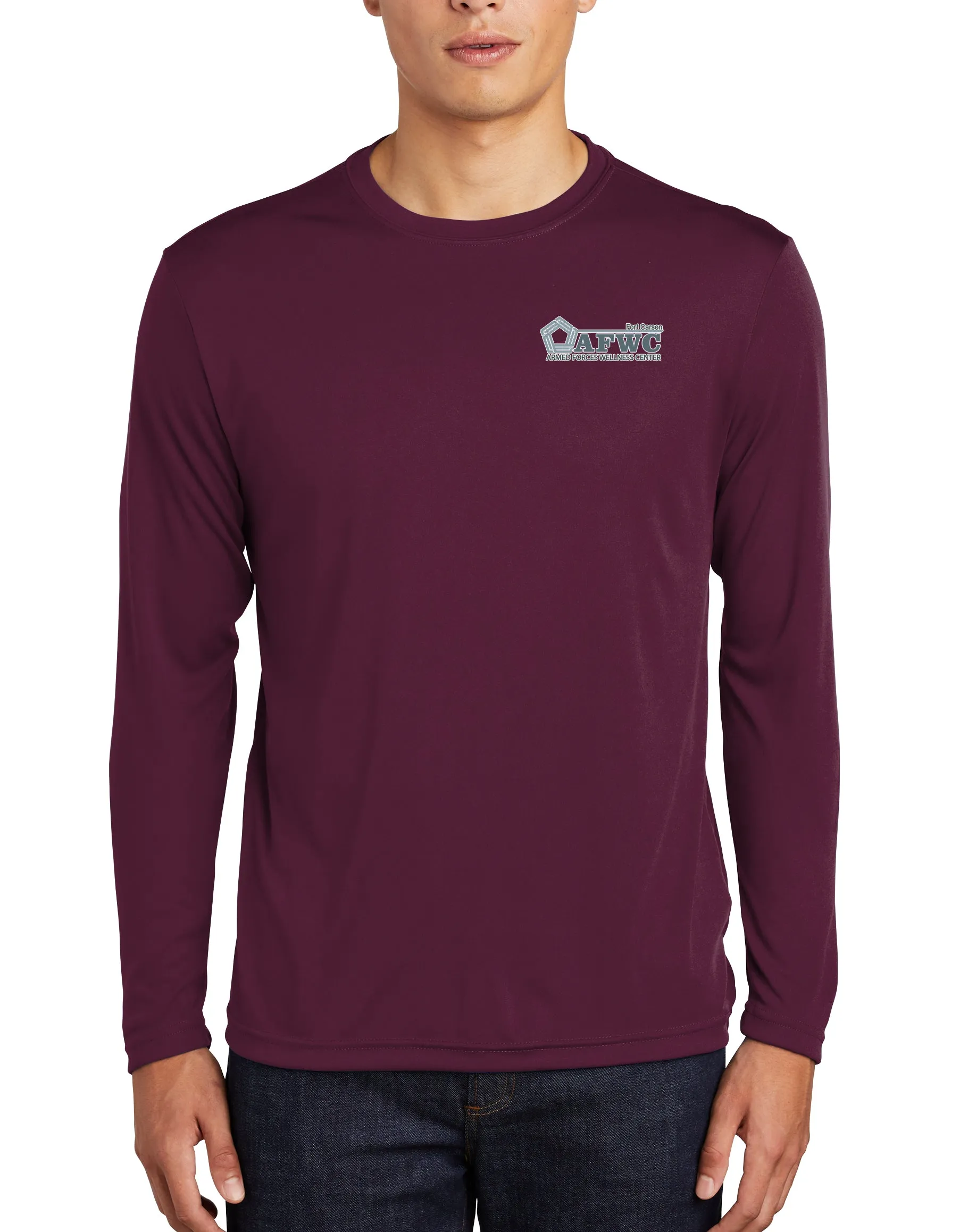 Colors LS Athletic Performance Shirt. (Silky Feel) Art on Back, Round Design