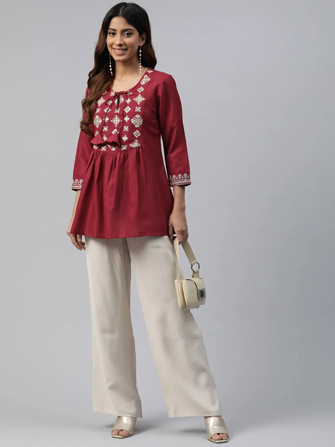 Cottinfab Embroidered Tie-Up Tunic