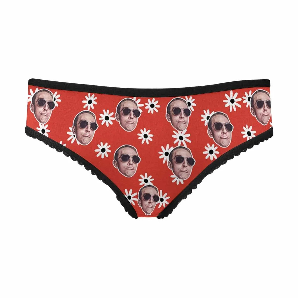 Custom Underwear with Face Personalized Flower Red Women's High-cut Briefs