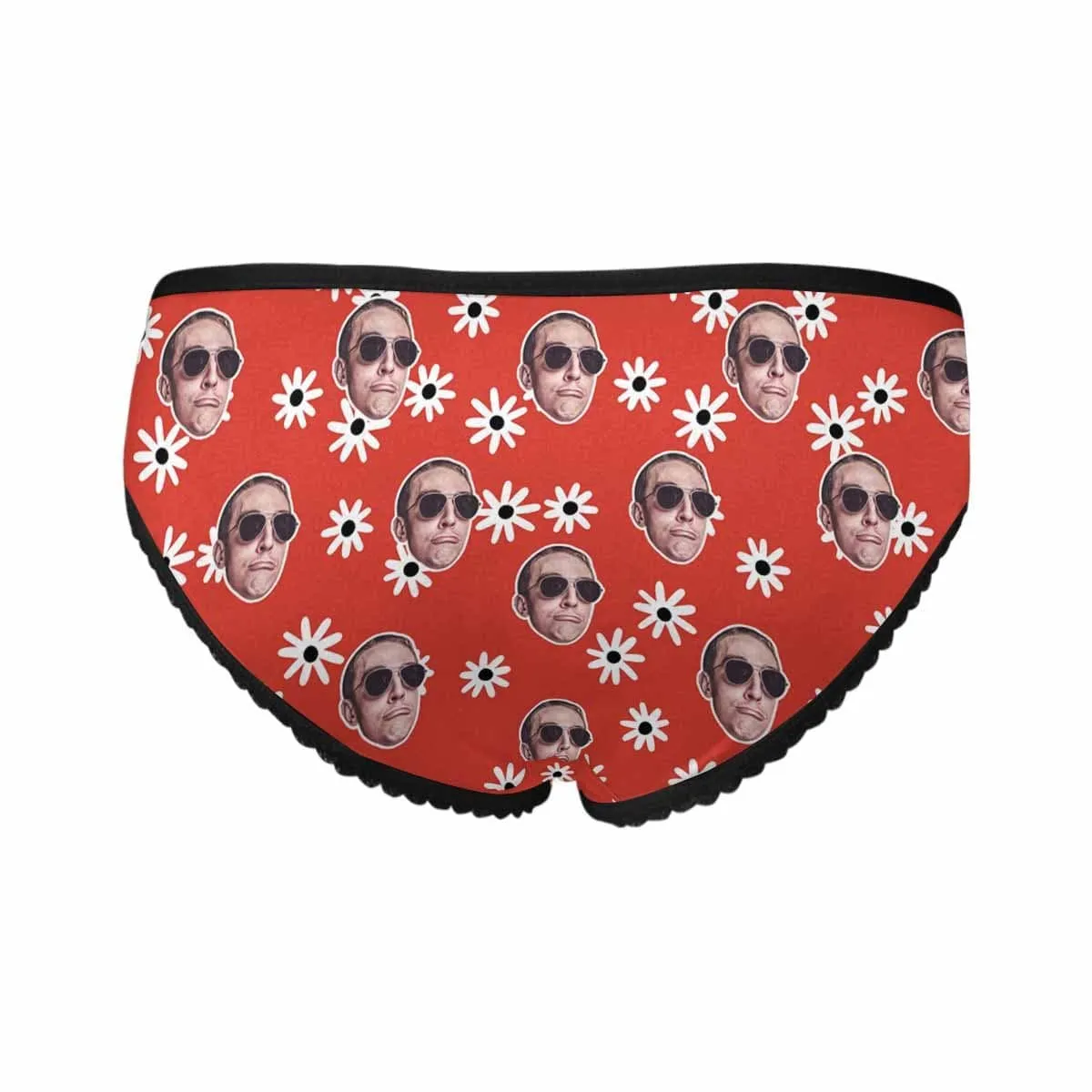 Custom Underwear with Face Personalized Flower Red Women's High-cut Briefs