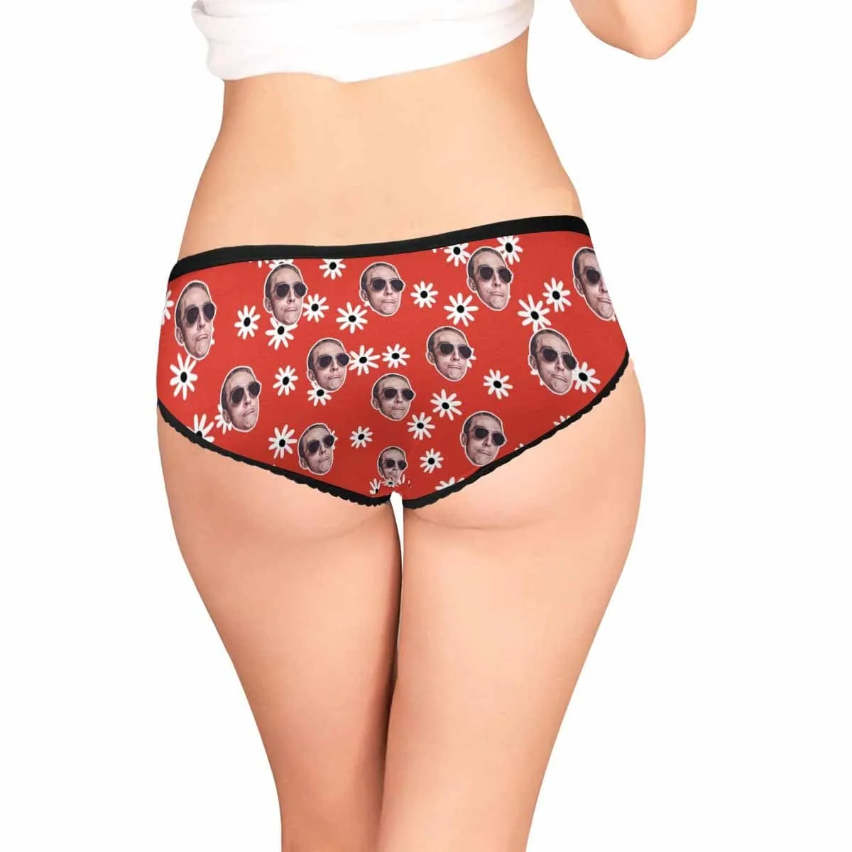 Custom Underwear with Face Personalized Flower Red Women's High-cut Briefs