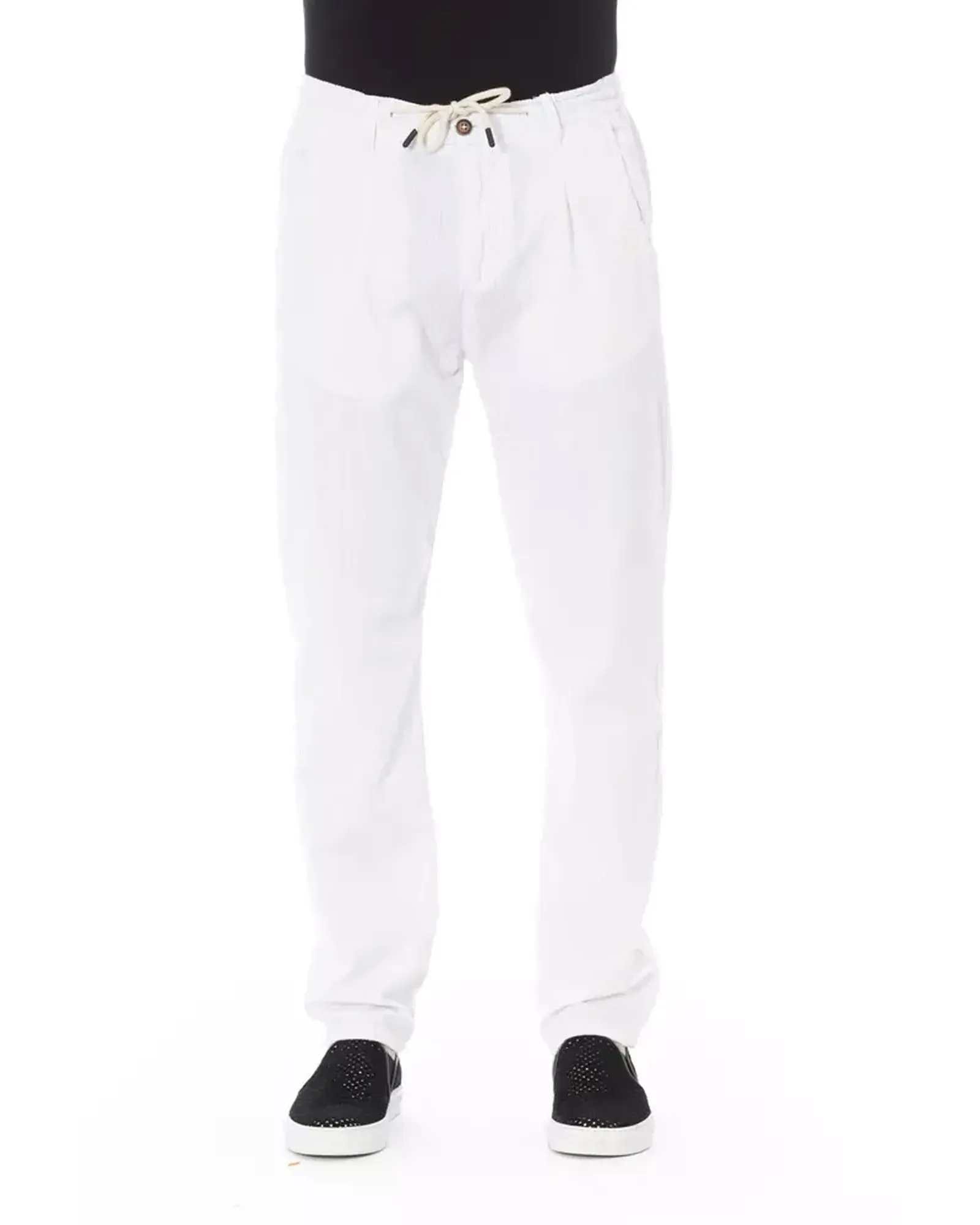 Drawstring Chino Trousers with Side and Back Pockets - W34 US