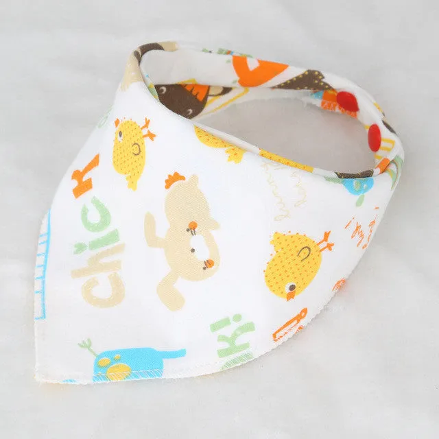 DreamShining Baby Bibs New Cartoon Apron Double Layers Soft Cotton Newborn Burp Cloths Bibs Kids Scarf Bandana Baby Saliva Towel